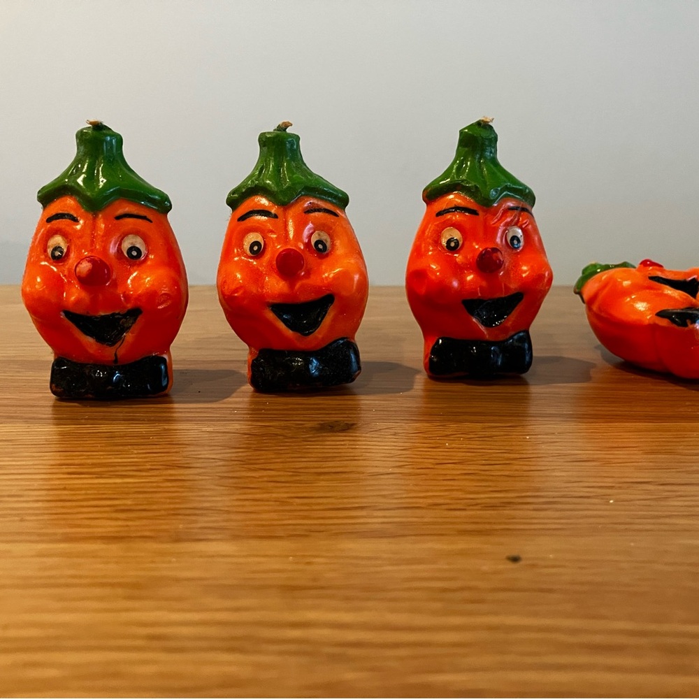 Vintage Halloween Pumpkin Candles - Orange and Black - Picture 7 of 8